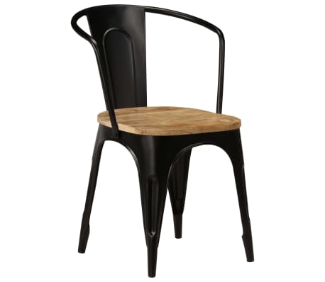 vidaXL Dining Chairs 4 pcs Black Solid Mango Wood