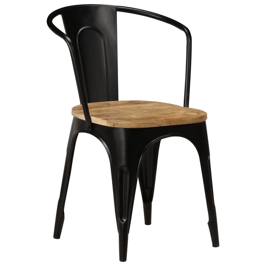 vidaXL Dining Chairs 6 pcs Black Solid Mango Wood