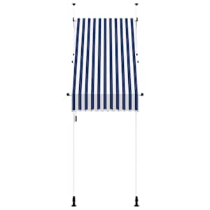 Ručně zatahovací markýza 100 cm modro-bílé pruhy - obrázek 3