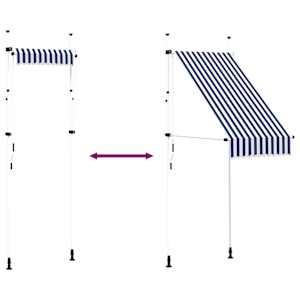 Ručně zatahovací markýza 100 cm modro-bílé pruhy - obrázek 7