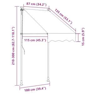 Ručně zatahovací markýza 100 cm modro-bílé pruhy - obrázek 8