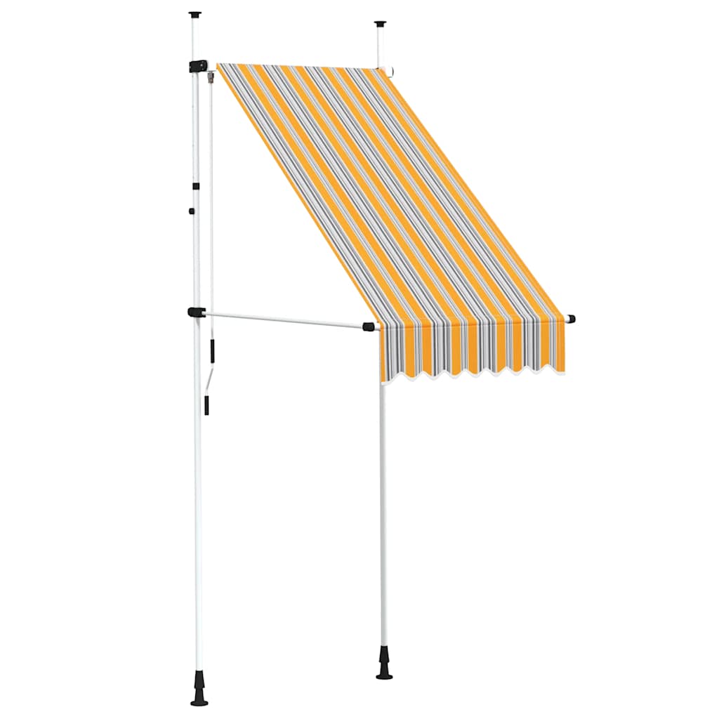 vidaXL Ručně zatahovací markýza 100 cm žluto-modré pruhy