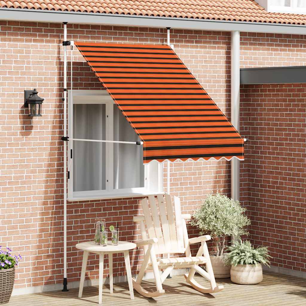 manuel foldemarkise 150 cm orange og brun
