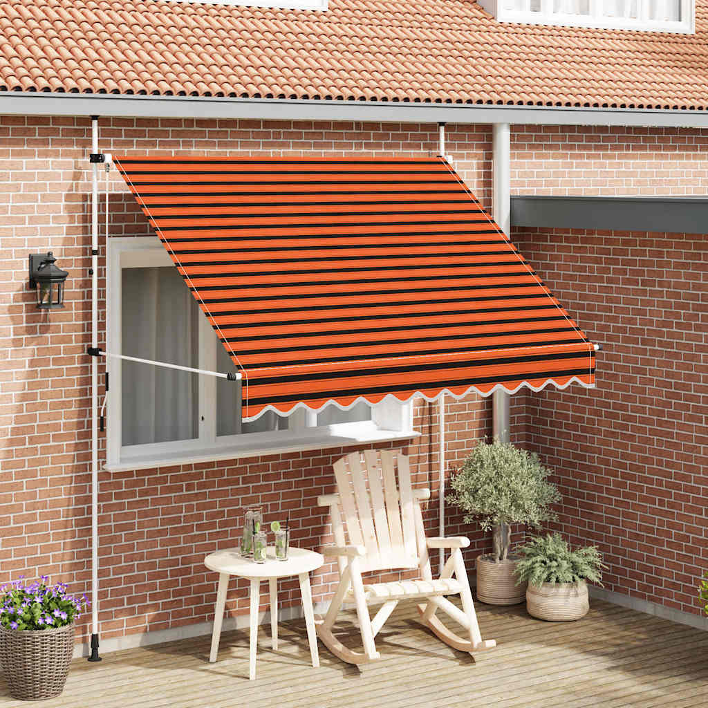 manuel foldemarkise 250 cm orange og brun