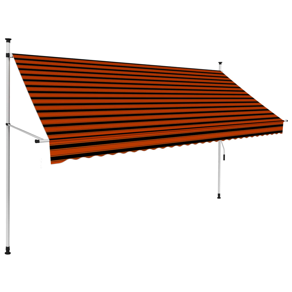 vidaXL Copertină retractabilă manual, portocaliu și maro, 300 cm