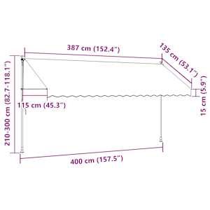 Ručně zatahovací markýza 400 cm oranžovo-hnědá - obrázek 8