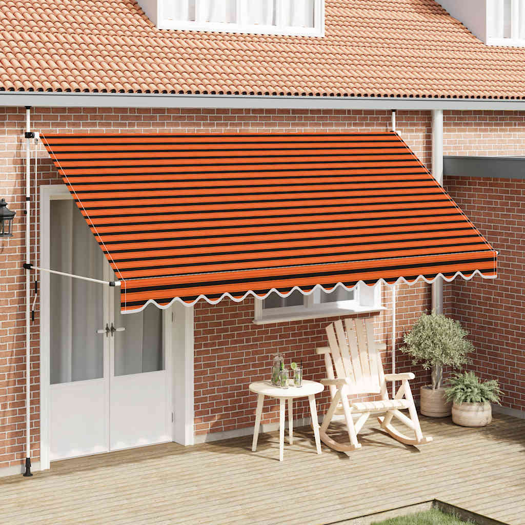 vidaXL Copertină retractabilă manual, portocaliu și maro, 400 cm