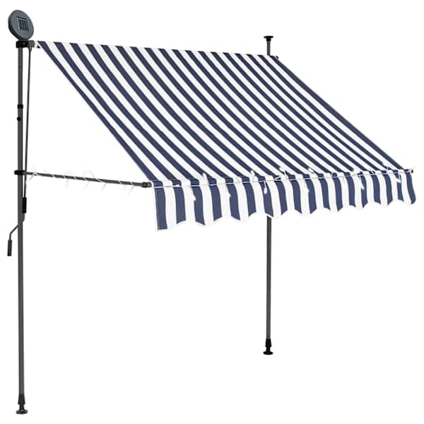 vidaXL k&auml;sitsi sisset&otilde;mmatav varikatus, LED, 100 cm sinine ja valge