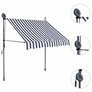 Ručně zatahovací markýza s LED světlem 100 cm modrobílá - obrázek 3