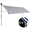 vidaXL k&auml;sitsi sisset&otilde;mmatav varikatus, LED, 350 cm sinine ja valge