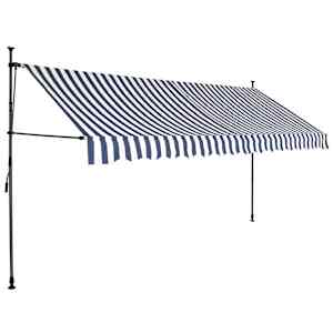 Ručně zatahovací markýza s LED světlem 350 cm modrobílá - obrázek 2