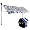 vidaXL k&auml;sitsi sisset&otilde;mmatav varikatus, LED, 400 cm, sinine ja valge
