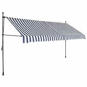 Ručně zatahovací markýza s LED světlem 400 cm modrobílá - obrázek 2