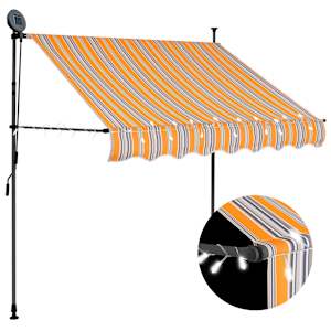 vidaXL k&auml;sitsi sisset&otilde;mmatav varikatus, LED, 100 cm, kollane ja sinine