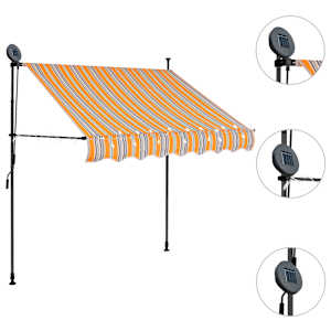 Ručně zatahovací markýza s LED světlem 150 cm žlutomodrá - obrázek 3