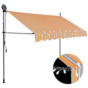 Ručně zatahovací markýza s LED světlem 250 cm žlutomodrá - obrázek 1