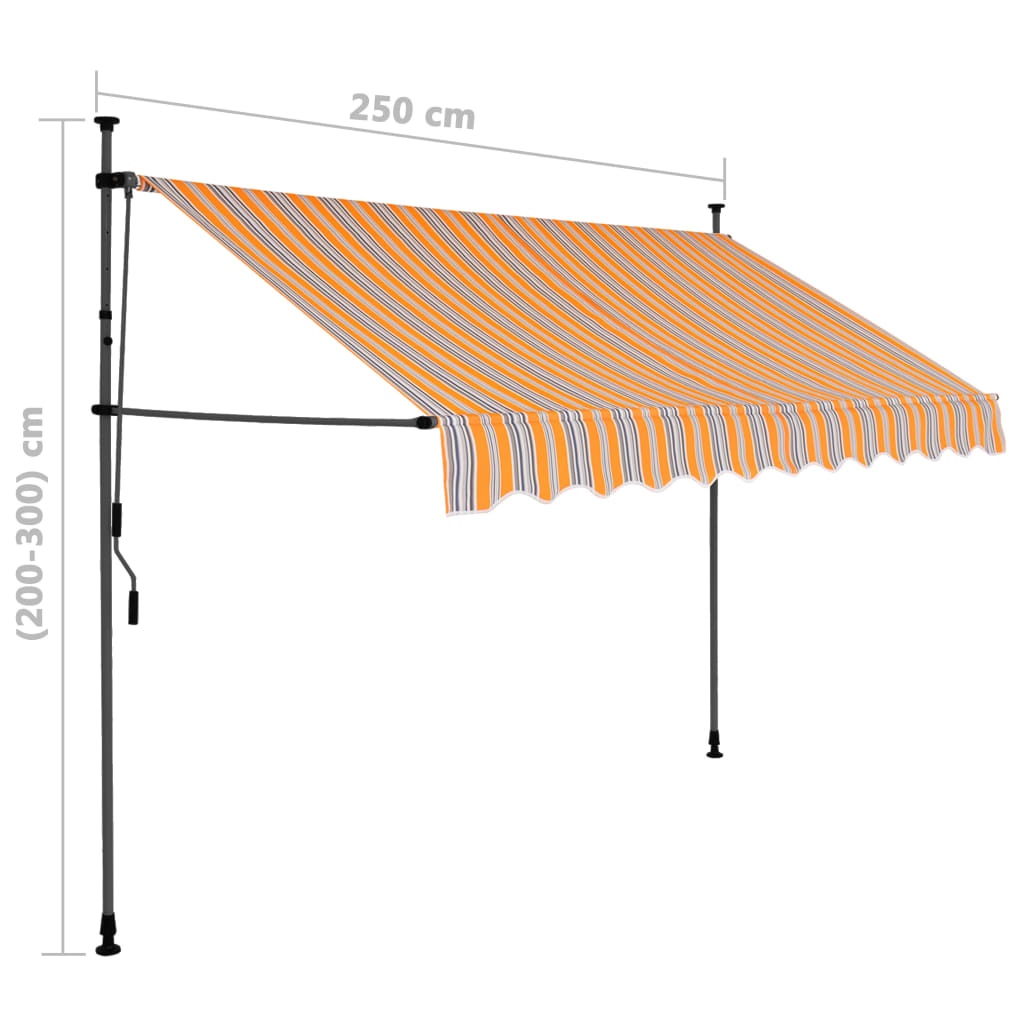 Ręcznie zwijana markiza z LED, 250 cm, żółto-niebieska