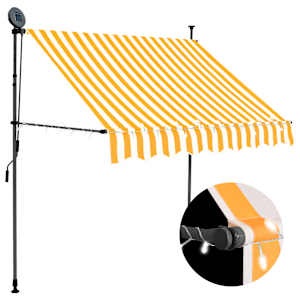 vidaXL k&auml;sitsi sisset&otilde;mmatav varikatus, LED, 100 cm, valge ja oranž