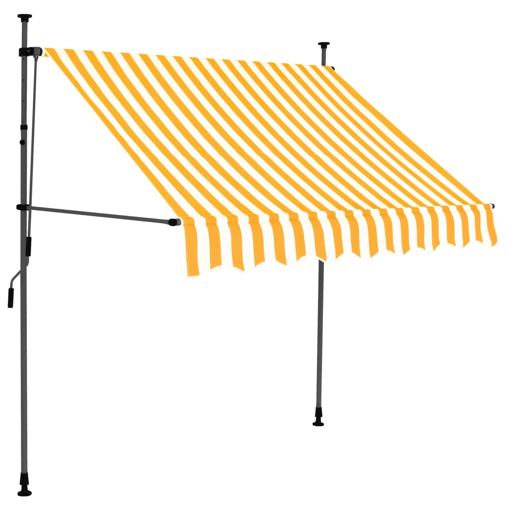 vidaXL Luifel handmatig uitschuifbaar met LED 150 cm wit en oranje afbeelding