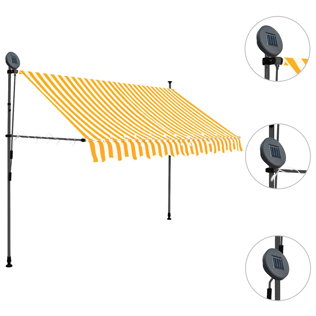 Thumbnail - vidaXL Einziehbare Markise Handbetrieben mit LED 250 cm Weiß Orange