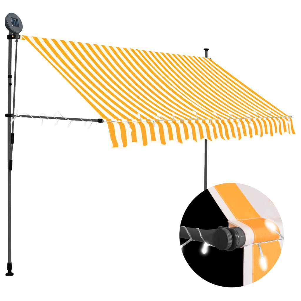 vidaXL Sisäänkelattava markiisi LEDillä 300 cm valkoinen ja oranssi