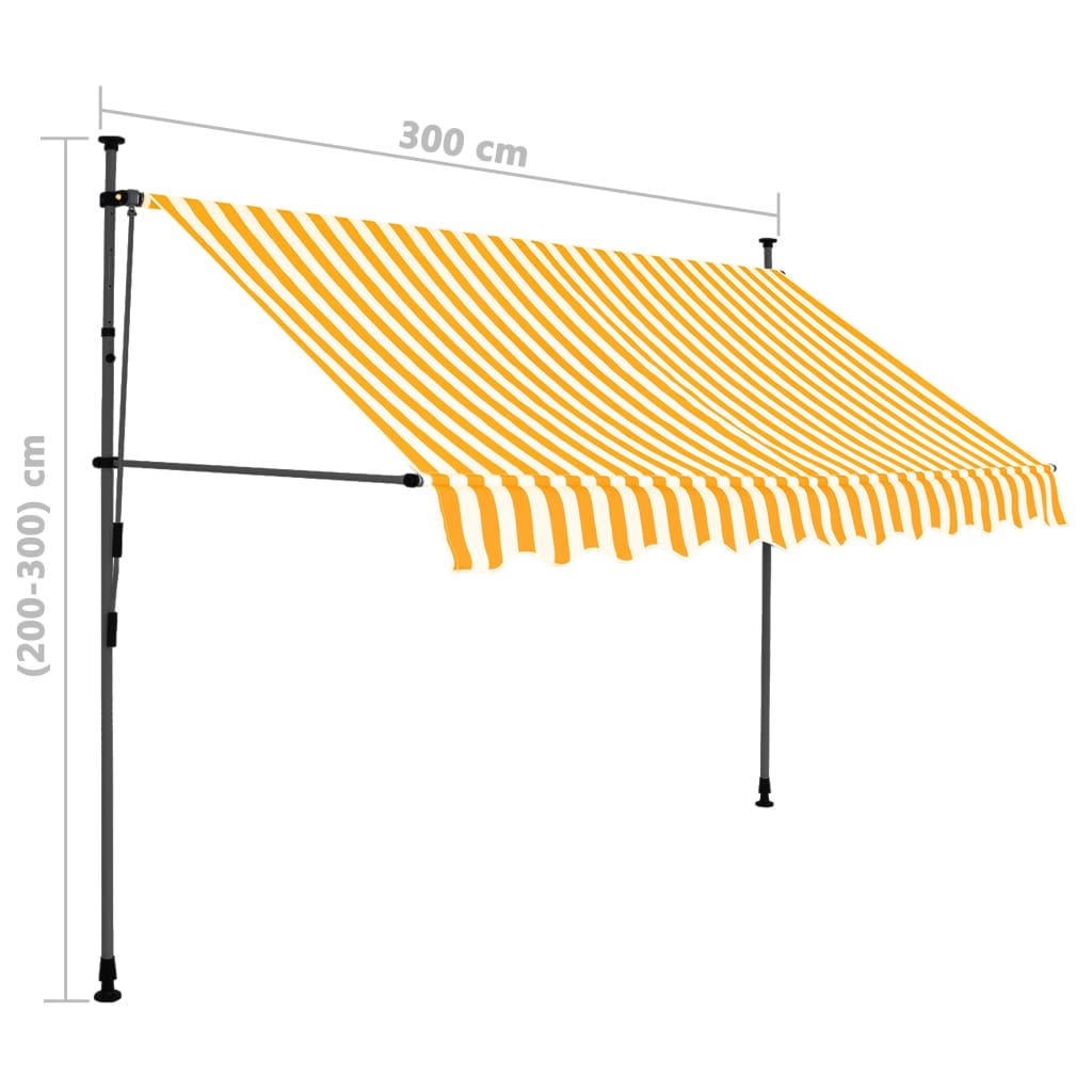 Ręcznie zwijana markiza z LED, 300 cm, biało-pomarańczowa