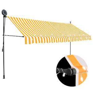 Ručně zatahovací markýza s LED světlem 400 cm bílooranžová - obrázek 1