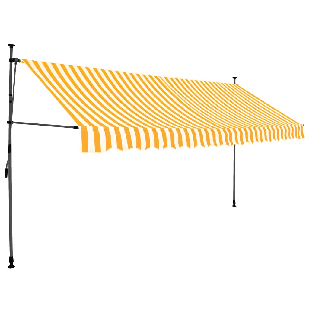 vidaXL Copertină retractabilă manual cu LED, alb & portocaliu, 400 cm