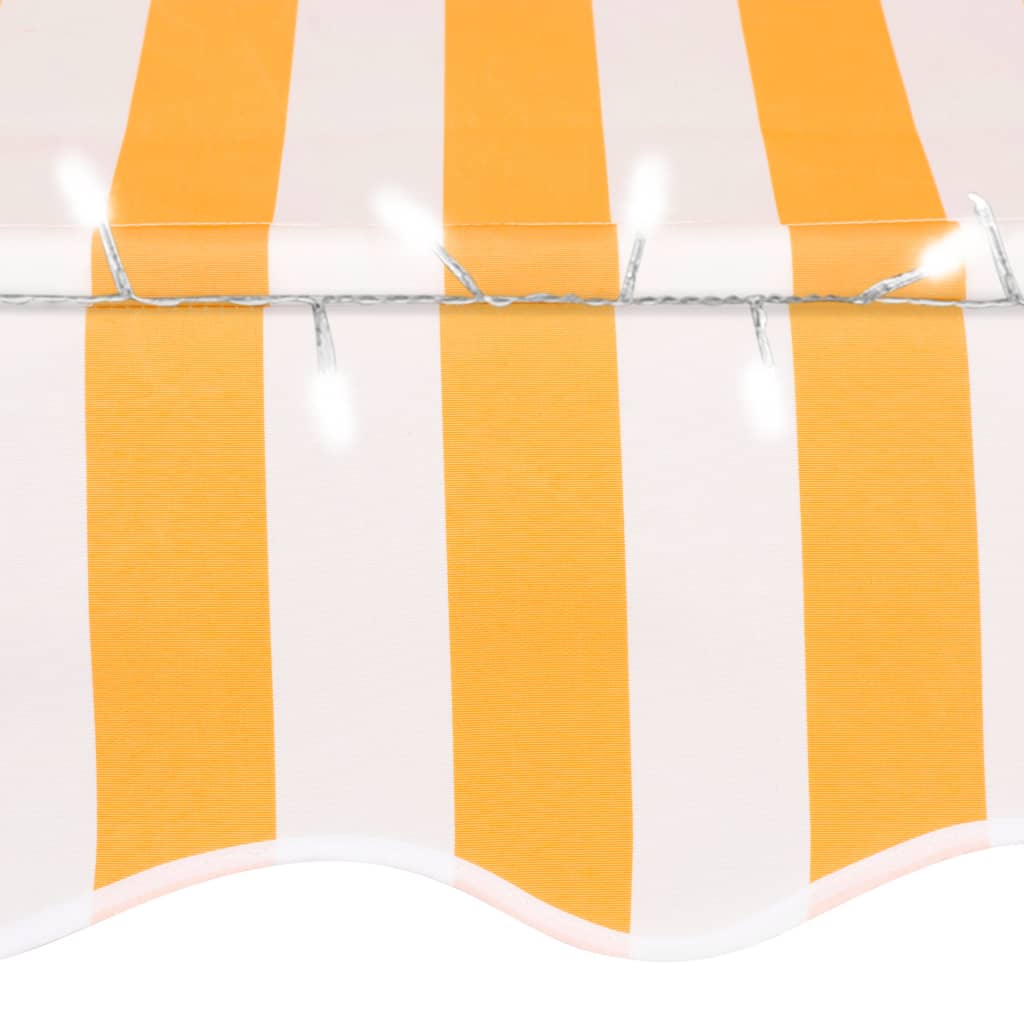  Ručne zaťahovacia markíza s LED 400 cm biela a oranžová