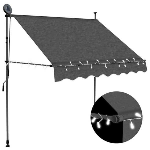 vidaXL k&auml;sitsi sisset&otilde;mmatav varikatus, LED-tulega, 100 cm, antratsiit