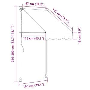 Ručně zatahovací markýza s LED světlem 100 cm antracitová - obrázek 8