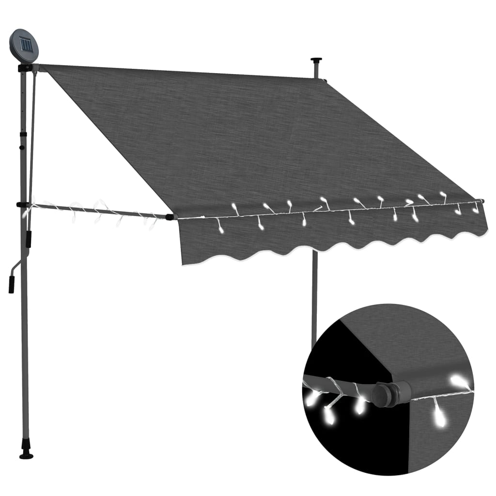 vidaXL Copertină retractabilă manual cu LED, antracit, 150 cm