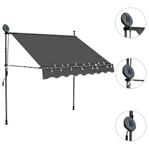 Ručně zatahovací markýza s LED světlem 150 cm antracitová - obrázek 3