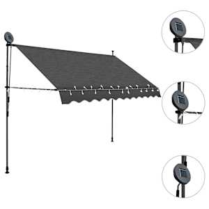 Ručně zatahovací markýza s LED světlem 300 cm antracitová - obrázek 3