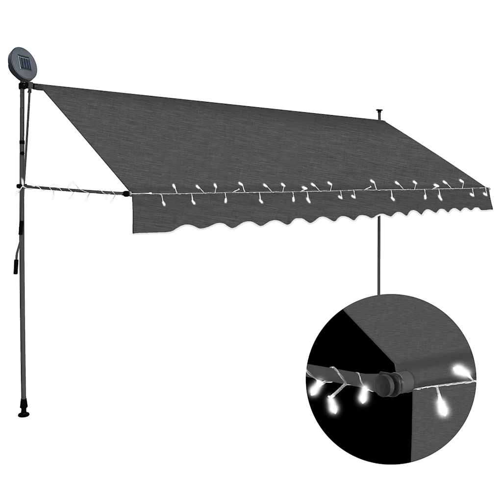 vidaXL Ručně zatahovací markýza s LED světlem 350 cm antracitová