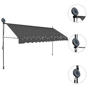 Ručně zatahovací markýza s LED světlem 350 cm antracitová - obrázek 3