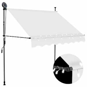 vidaXL k&auml;sitsi sisset&otilde;mmatav varikatus, LED, 100 cm, kreemjasvalge