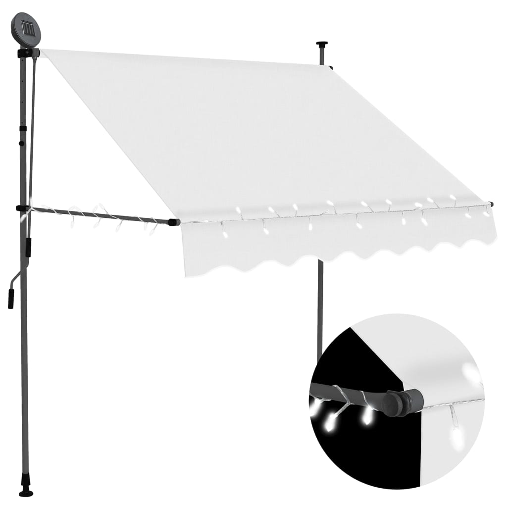 vidaXL Copertină retractabilă manual cu LED, crem, 100 cm