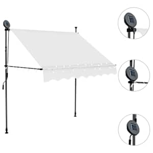 Ručně zatahovací markýza s LED světlem 100 cm krémová - obrázek 3