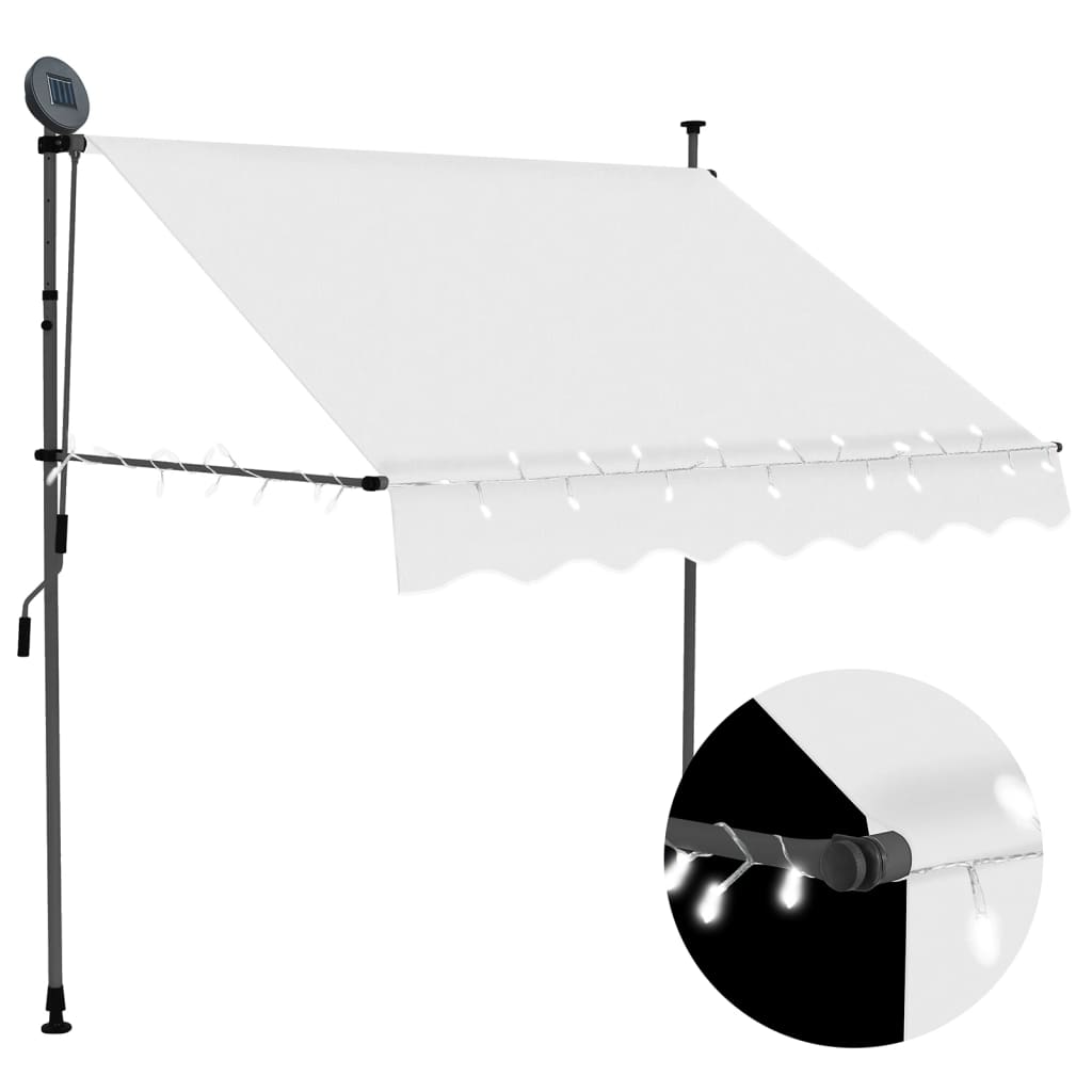 vidaXL Copertină retractabilă manual cu LED, crem, 150 cm