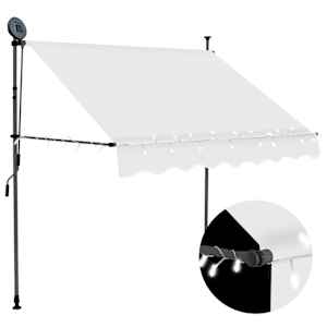Ručně zatahovací markýza s LED světlem 150 cm krémová - obrázek 1