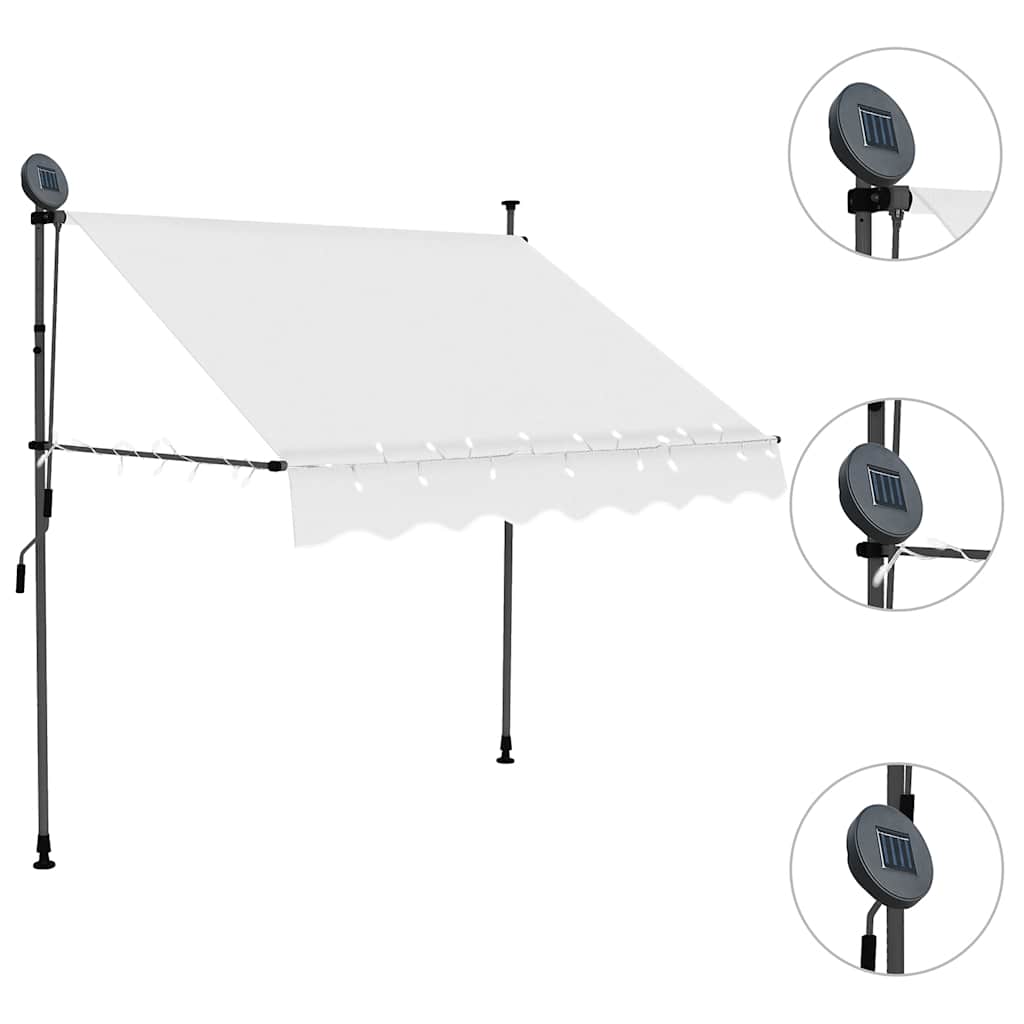 Thumbnail - vidaXL Einziehbare Markise Handbetrieben mit LED 150 cm Creme
