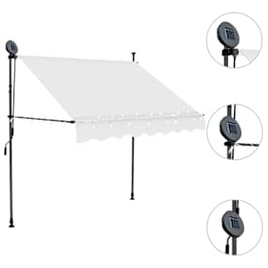 Ručně zatahovací markýza s LED světlem 150 cm krémová - obrázek 3