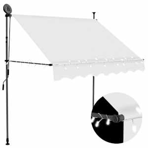 Ručně zatahovací markýza s LED světlem 200 cm krémová - obrázek 1