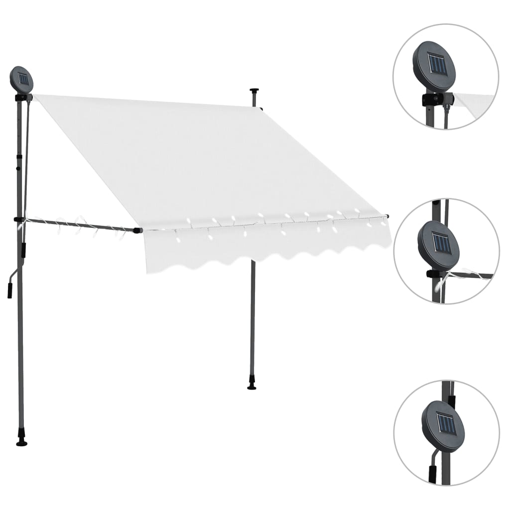 vidaXL Manual Retractable Awning with LED 78.7" Cream