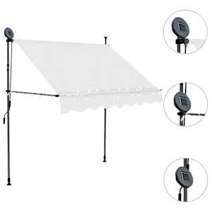 Ručně zatahovací markýza s LED světlem 200 cm krémová - obrázek 3