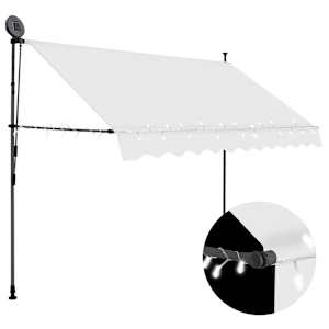 Ručně zatahovací markýza s LED světlem 250 cm krémová - obrázek 1