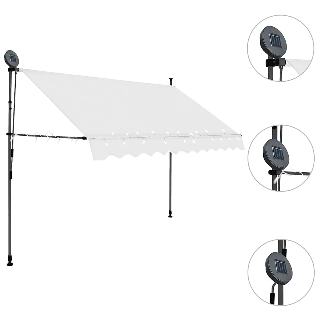 Thumbnail - vidaXL Einziehbare Markise Handbetrieben mit LED 250 cm Creme