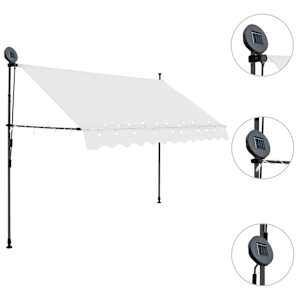 Ručně zatahovací markýza s LED světlem 250 cm krémová - obrázek 3