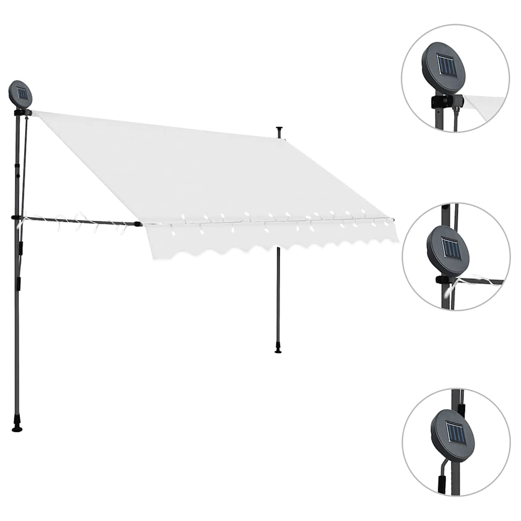 Thumbnail - vidaXL Einziehbare Markise Handbetrieben mit LED 300 cm Creme